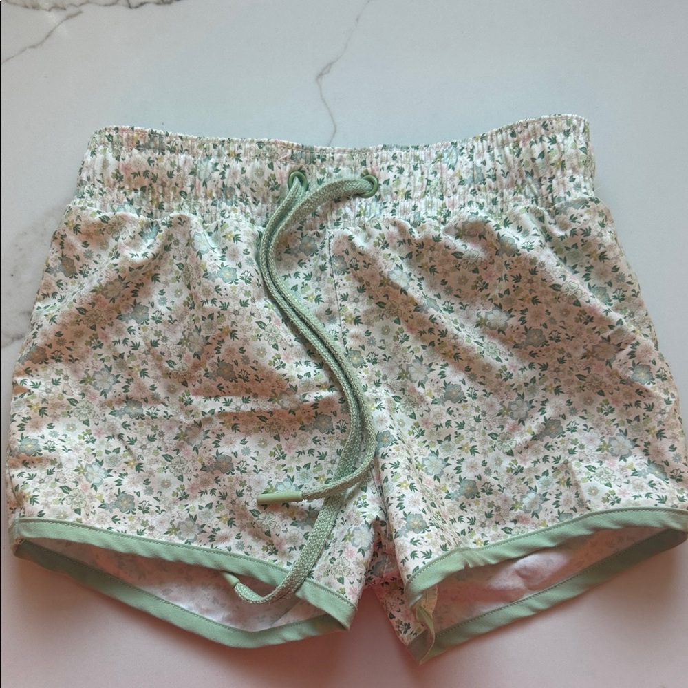 Floral Green toddler boy swim Shorts